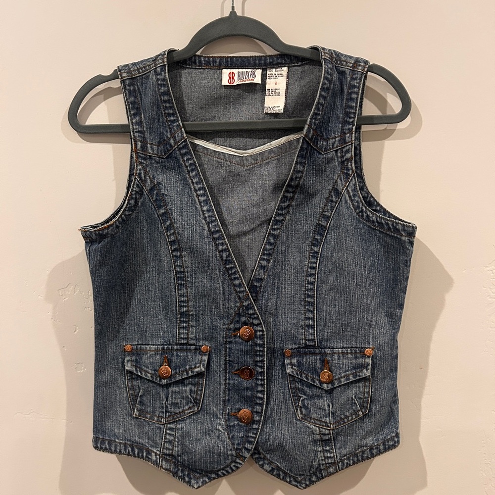 Bill Blass Denim Vest with Brown Buttons